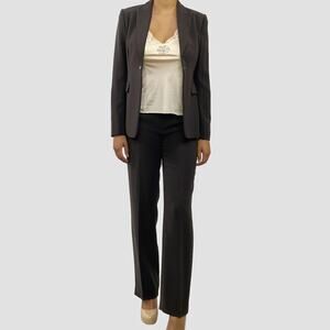 Calvin Klein Chocolate Brown Structured Blazer Pantsuit Sz 2